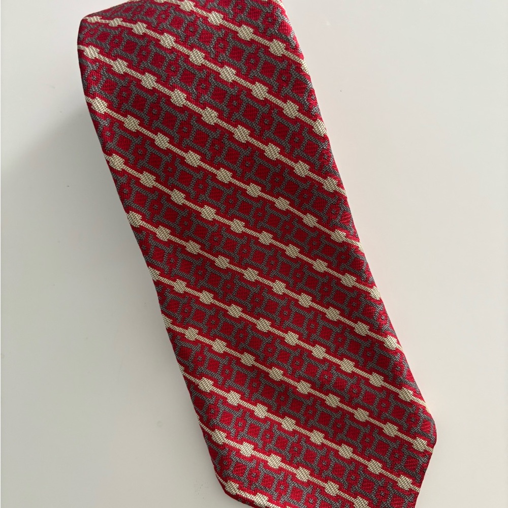 Wembley Red and Cream Striped Silk Tie